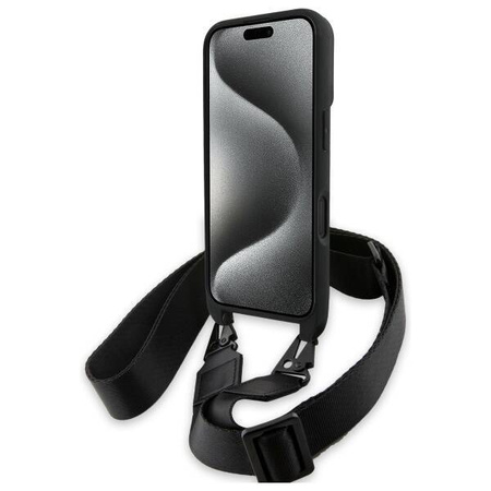 Original Handyhülle IPHONE 16 BMW Hardcase M Edition Carbon Stripe & Strap (BMHCP16S23PSCCK) schwarz