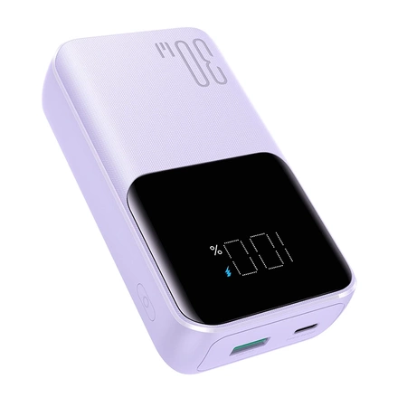 Joyroom JR-PBC07 20000mAh 30W mini power bank with USB-C and Lightning cables - purple