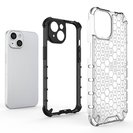 Honeycomb case for iPhone 14 armored hybrid cover transparent