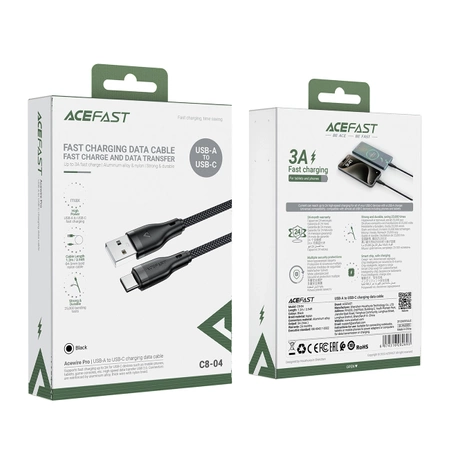 Kabel Acefast C8-04 USB-A / USB-C 3A - czarny