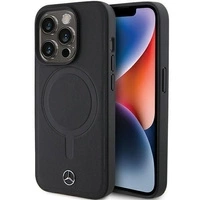 Mercedes Smooth Leather MagSafe Hülle für iPhone 15 Pro – Schwarz