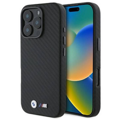 Original Handyhülle IPHONE 16 PRO MAX BMW Hardcase Carbon Wrapped Metal (BMHCP16X23PUFWC) schwarz