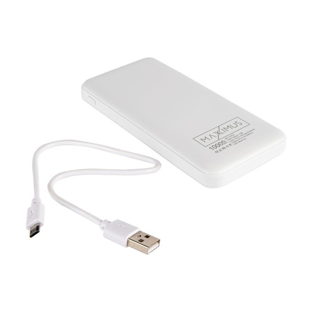 POWERBANK MX COCO 10 000 mAh, 2xUSB, 10W Li-Po, WHITE / BIAŁY, + kabel microUSB