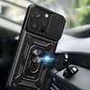 Armor Camshield Case with Stand and Camera Cover for iPhone 15 Pro Max Hybrid Armor Camshield - Black