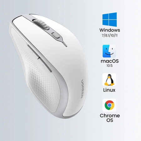 Ugreen MU101 ergonomic wireless mouse Bluetooth / 2.4 GHz - white