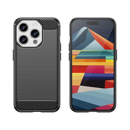 Elastyczne etui wzór karbon do iPhone 15 Pro Carbon Case - czarne