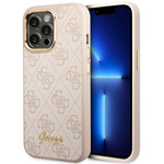 Oryginalne Etui IPHONE 14 PRO MAX Guess Hard Case 4G Vintage Gold Logo (GUHCP14XHG4SHP) różowe