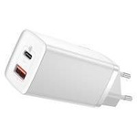 Baseus GaN2 Lite szybka ładowarka sieciowa 65W USB / USB Typ C Quick Charge 3.0 Power Delivery (azotek galu) biały (CCGAN2L-B02)