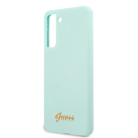 Guess GUHCS21MLSLMGLB S21+ G996 niebieski/blue hardcase Silicone Script Metal Logo