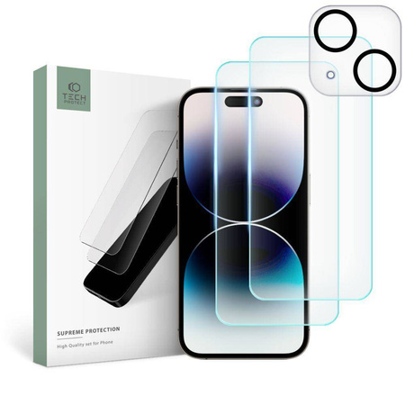 Tempered Glass APPLE IPHONE 15 Tech-Protect Supreme Set Clear