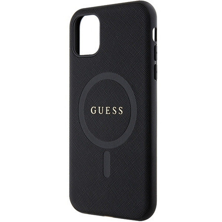 Original Handyhülle IPHONE 11 / XR Guess Hardcase Saffiano MagSafe (GUHMN61PSAHMCK) schwarz