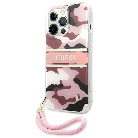 Guess nakładka do iPhone 13 Pro Max 6,7&quot; GUHCP13XKCABPI różowy hard case Camo Strap Collection