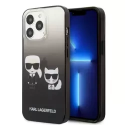 Original Handyhülle IPHONE 14 PLUS Karl Lagerfeld Hardcase Gradient Ikonik Karl & Choupette (KLHCP14MTGKCK) schwarz