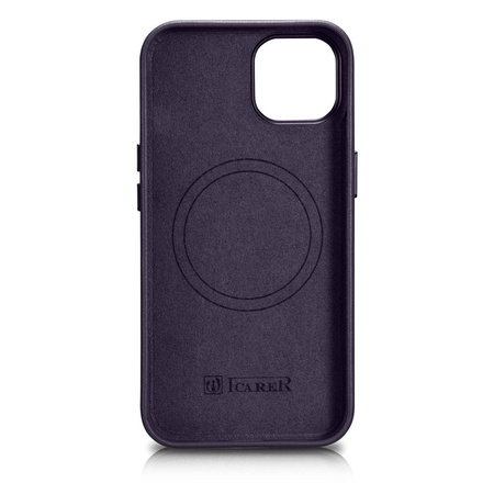 iCarer Case Leather genuine leather case for iPhone 14 Plus dunkelviolett () (MagSafe compatible)