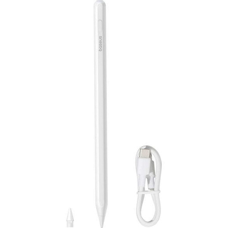 Baseus Smooth Writing 2 Overseas Edition Stylus mit aktiver Spitze für iPad mit USB-C-Kabel und austauschbarer Spitze – Weiß