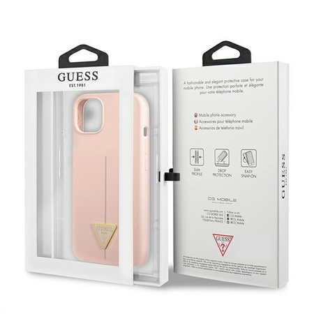 Guess GUHCP13MSLTGP iPhone 13 6.1 &quot;rosa / rosa Hardcase Silikondreieck