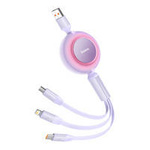 Baseus Bright Mirror 2 zwijany kabel przewód 3w1 USB Typ A - micro USB + Lightning + USB Typ C 66W 1.1m fioletowy (CAMJ010105)