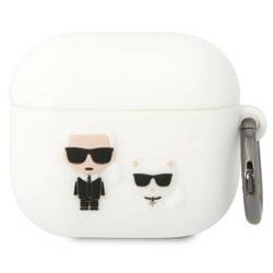 Original Case APPLE AIRPODS 3 Karl Lagerfeld Silicone Karl & Choupette (KLACA3SILKCW) white