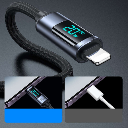 Lightning - USB-C-Kabel 20 W 1,2 m mit LED-Anzeige Joyroom S-CL020A16 - Schwarz