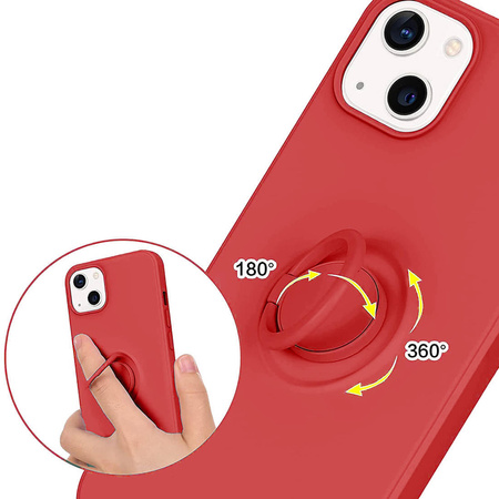 Etui IPHONE 13 MINI Silikonowe Ring Pierścień Magnetyczny Silicone Ring czerwone