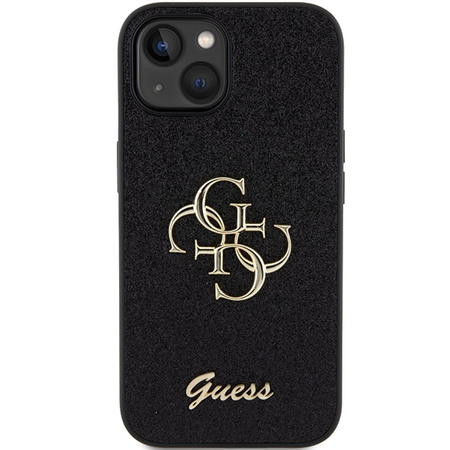 Original Case APPLE IPHONE 15 Guess Hardcase Glitter Script Big 4G (GUHCP15SHG4SGK) black