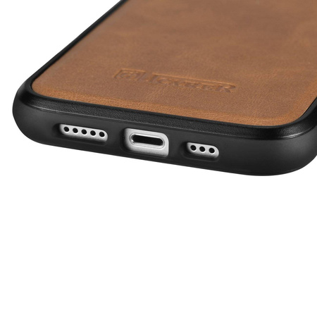 iCarer Leather Oil Wax case with genuine leather cover for iPhone 14 (MagSafe compatible) brown (WMI14220717-TN)