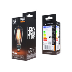 Żarówka LED Filament E27 ST64 8W 230V 3000K 1020lm COG przezroczysta Forever Light