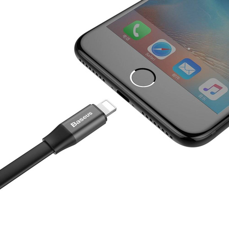 Baseus Nimble płaski kabel przewód USB / Lightning z uchwytem 2A 0,23M czarny (CALMBJ-B01)