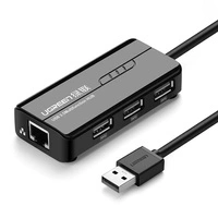 Ugreen 20264 RJ45 / USB-A 10/100Mbps HUB Netzwerkadapter 3x USB-A 2.0 - Schwarz