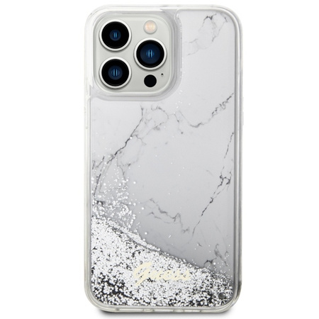 Guess GUHCP14XLCSGSGH iPhone 14 Pro Max 6.7" biały/white hardcase Liquid Glitter Marble