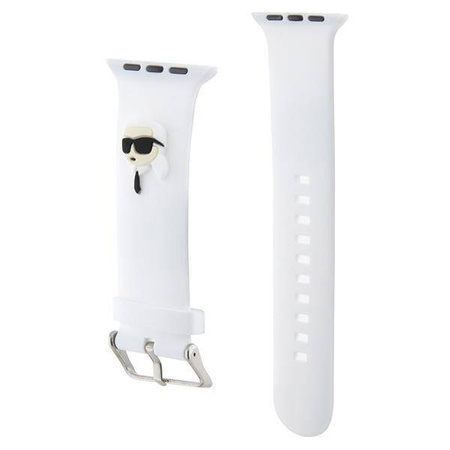 Strap for APPLE WATCH 4 / 5 / 6 / 7 / 8 / SE (38 / 40 / 41 MM) Karl Lagerfeld Strap 3D Rubber Karl Head (KLAWMSLKNH) white