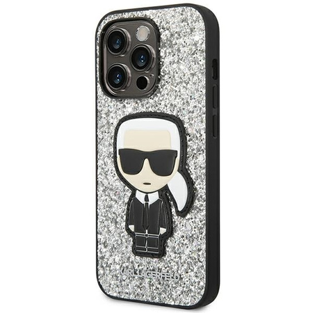 Karl Lagerfeld KLHCP14XGFKPG iPhone 14 Pro Max 6,7" hardcase srebrny/silver Glitter Flakes Ikonik