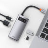 Baseus Metal Gleam 4w1 wielofunkcyjny HUB USB Typ C - USB Typ C Power Delivery 100 W / HDMI 4K 30 Hz / USB 3.2 Gen 1 / USB 2.0 (CAHUB-CY0G)