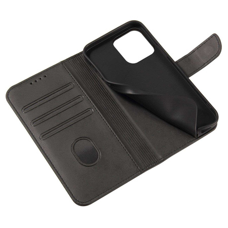 Magnet Case case for Vivo Y35 / Vivo Y22 / Vivo Y22s cover with flip wallet stand black