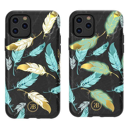 Kingxbar Forest świecące w ciemności etui ozdobione oryginalnymi Kryształami Swarovskiego iPhone 11 Pro wielokolorowy (Feather)