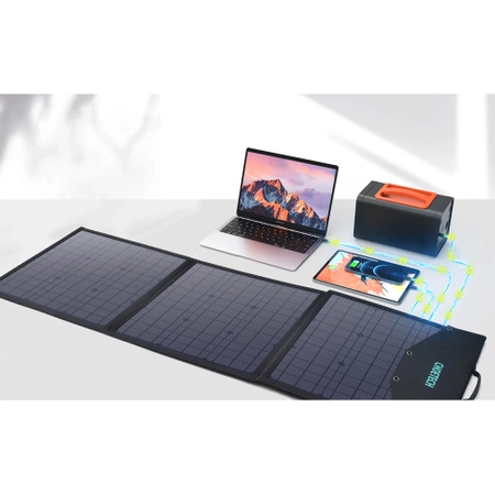 Choetech solar charger USB foldable 120W DC, USB C, 2 x USB black (SC008)