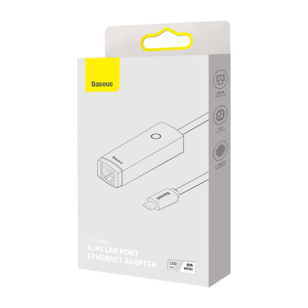 Externer USB-Typ-C-Netzwerkadapter der Baseus Lite-Serie – RJ-45 (100 Mbit/s) weiß (WKQX000202)