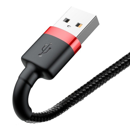 Nylonowy kabel przewód USB lightning Iphone 1.5A 2M czerwony+czarny Baseus CALKLF-C19