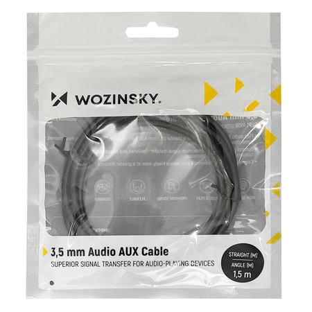 Wozinsky AUX-Kabel gewinkelt (männlich-männlich) Miniklinkenkabel 3m schwarz