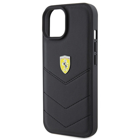 Ferrari Quilted Metal Logo case for iPhone 15 - black