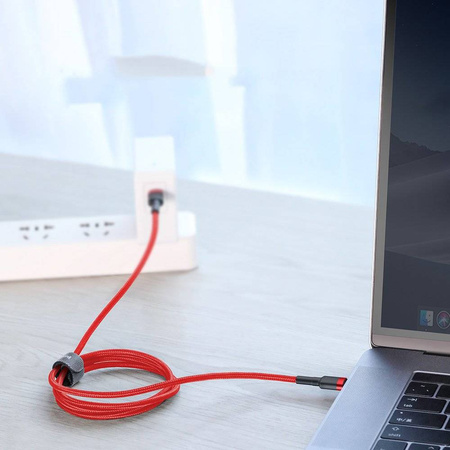 Baseus Cafule Cable wytrzymały nylonowy kabel przewód USB-C PD / USB-C PD PD2.0 60W 20V 3A QC3.0 1M czerwony (CATKLF-G09)