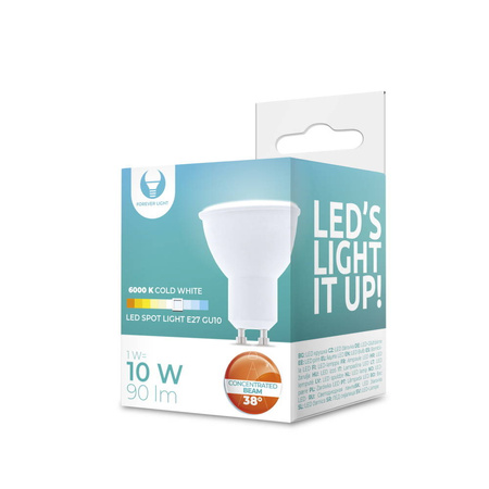 Żarówka LED GU10 1W 230V 6000K 90lm 38° Forever Light