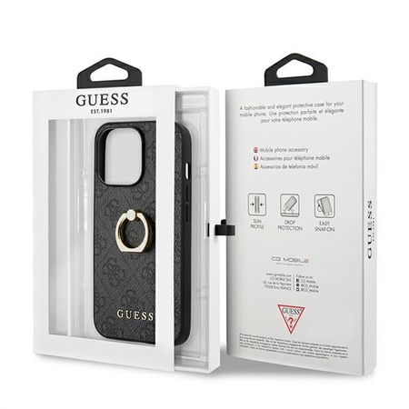 Oryginalne Etui IPHONE 13 PRO / 13 6,1" Guess Hardcase 4G with Ring Stand GUHCP13L4GMRGR szare