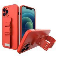 Rope case gel TPU airbag case cover with lanyard for iPhone 11 Pro Max red