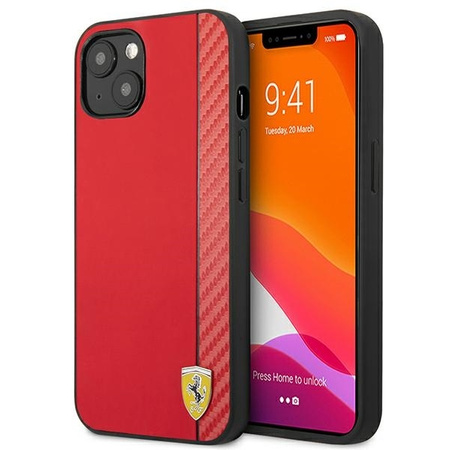 Ferrari FESAXHCP13SRE iPhone 13 mini 5,4" czerwony/red hardcase On Track Carbon Stripe