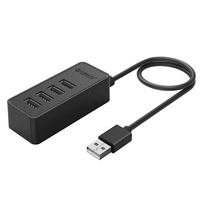 HUB 4-portowy USB-A 2.0 przewód 0,3M - czarny
