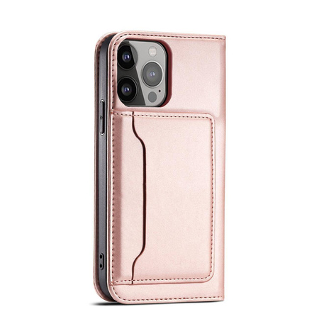 Magnetkartenhülle für iPhone 13 Pro Max Tasche Kartenetui Kartenhalter Rosa