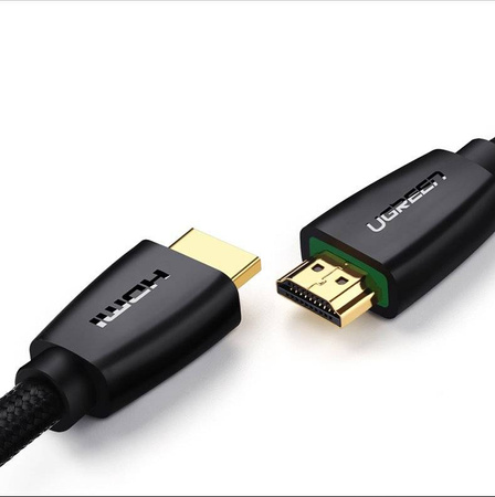 Ugreen mocny kabel przewód w nylonowym oplocie HDMI 2.0 4K 60 Hz 3D 18 Gbps HDR ARC Ethernet (HEC) 48 bit 1,5 m czarny (HD118 40409)