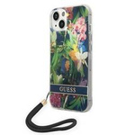 Original Handyhülle IPHONE 14 Guess Hardcase Flower Strap (GUOHCP14SHFLSB) blau