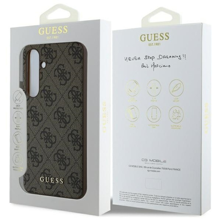 Oryginalne Etui GUESS hardcase 4G Charms Collection GUHCS24FEGF4GBR do Samsung Galaxy S24 FE brązowy